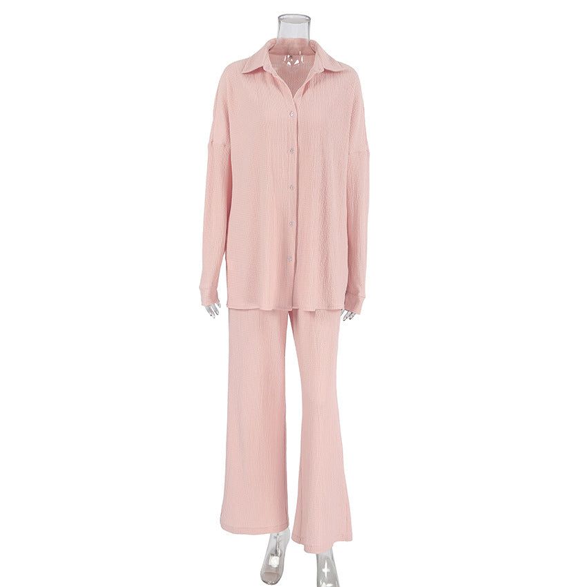 Dame natpyjamas-sæt med elegant knaplukning og bred pasform Stilla