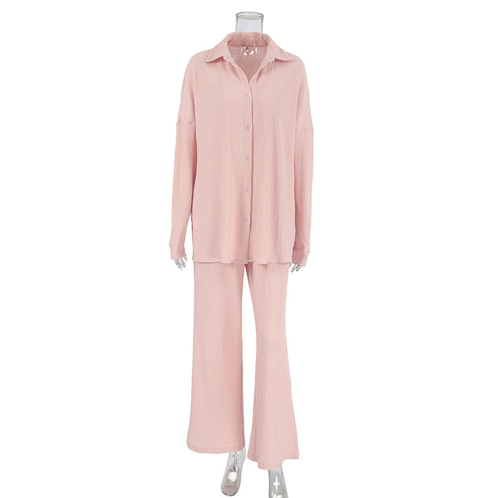 Dame natpyjamas-sæt med elegant knaplukning og bred pasform Stilla