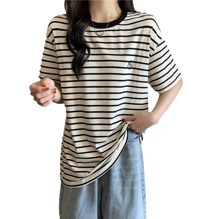 Dame fritidsstribet T-shirt med løs pasform Stilla