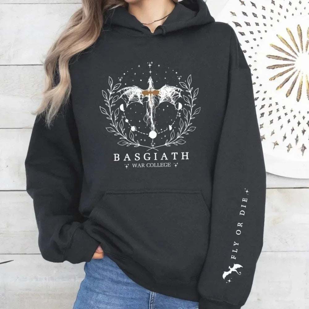 Kvinders hætte sweatshirt med imponerende fantasidesign Skovae