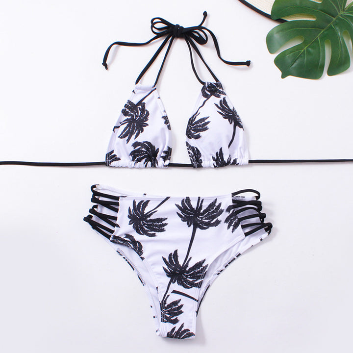 Dame Triangel-Bikini med raffineret snit og legende palmeprint Stilla