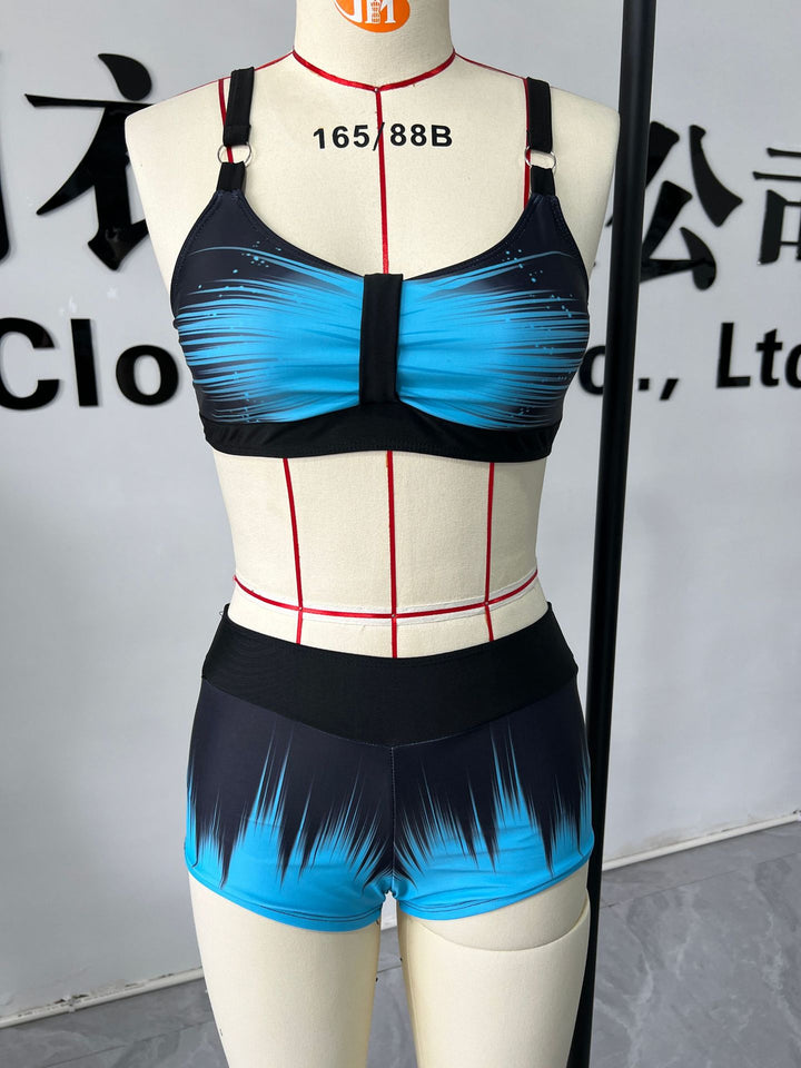 Damer nan sporty bikini-sæt med støttende bustier-top og figurformende badeshorts Skovae