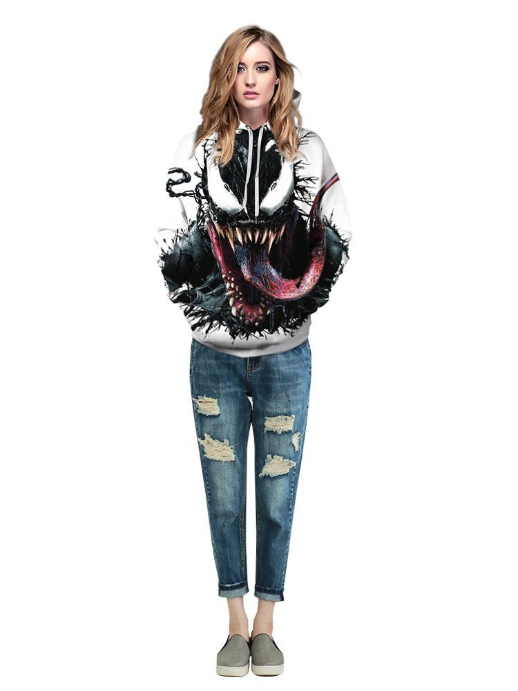 Dame hoodie med unikt symbiose-motiv Stilla