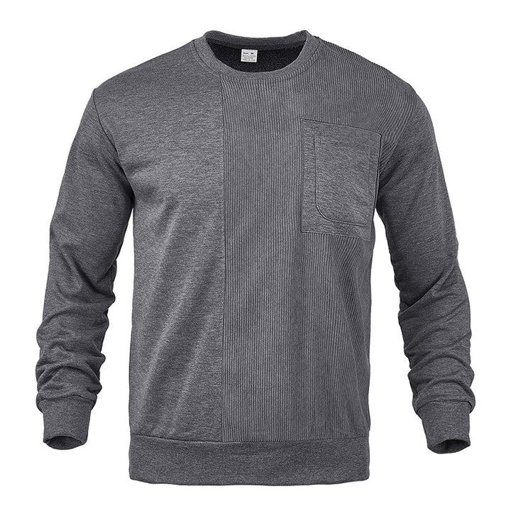 Herren nan struktureret sweatshirt med brystlomme og ribbet frontpanel Skovae