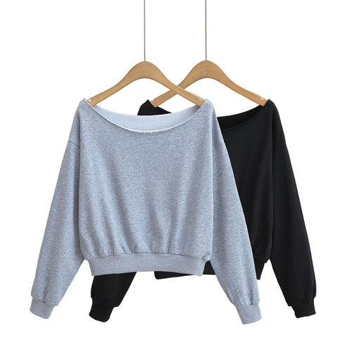 Damer afslappet oversized sweatshirt med bred udskæring og elastisk linning Stilla