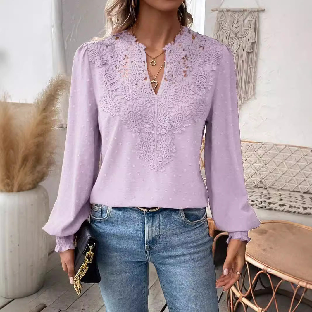 Damebluse med kunstnerisk broderi Stilla