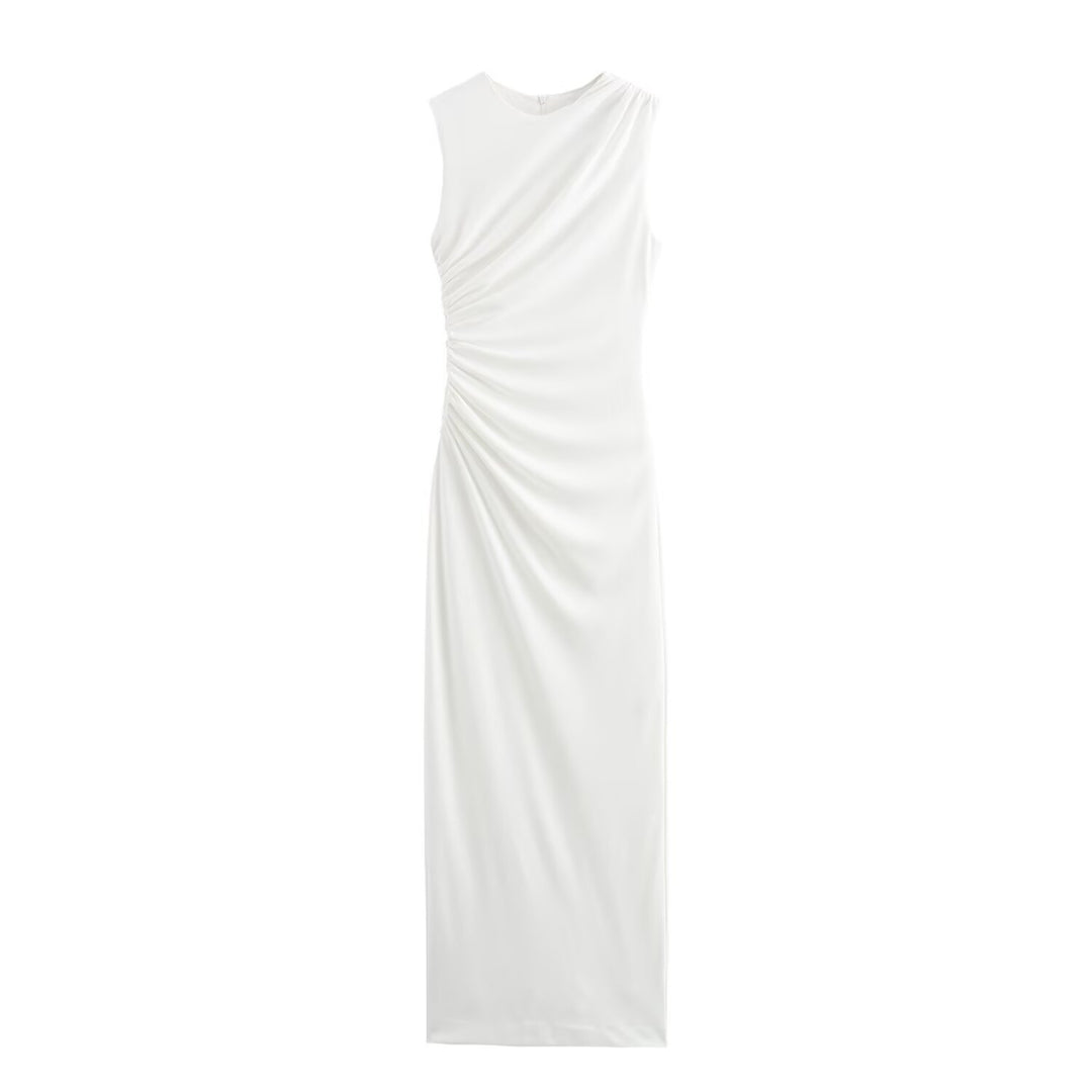 Dame elegant maxikjole med raffinerede draperinger Skovae