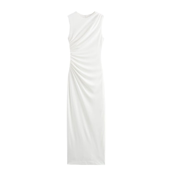 Dame elegant maxikjole med raffinerede draperinger Skovae