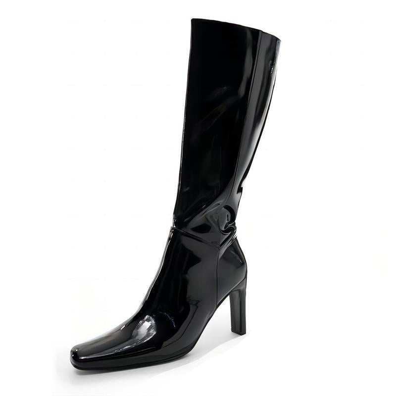 Femme Sleek Patent Over-knæet Stiletto Støvler Stilla