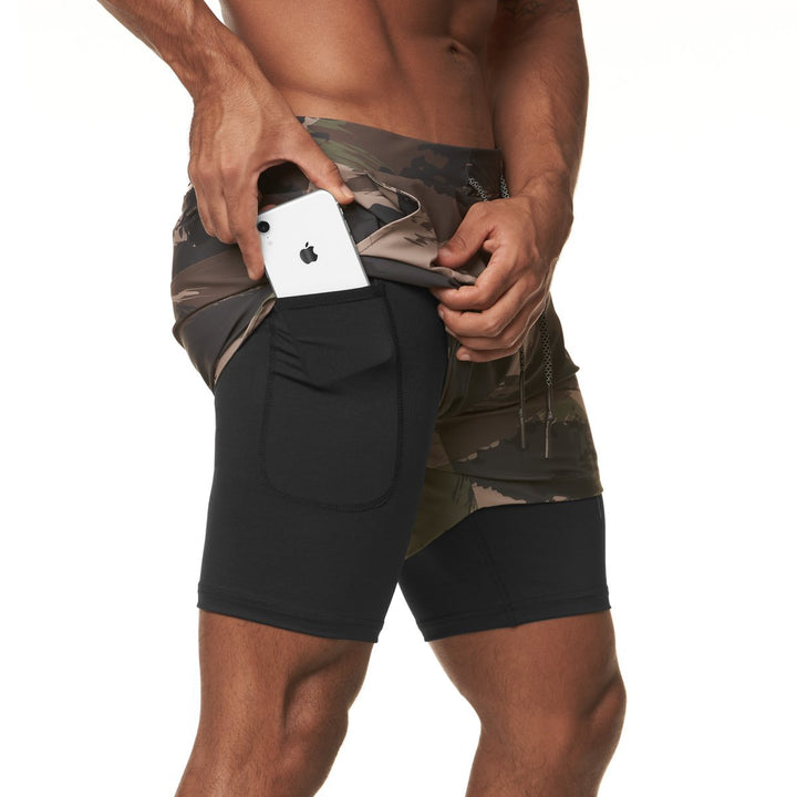 Damer Sportslige Dobbelt-shorts med integreret kompressionsunderbukser og elastisk talje Stilla