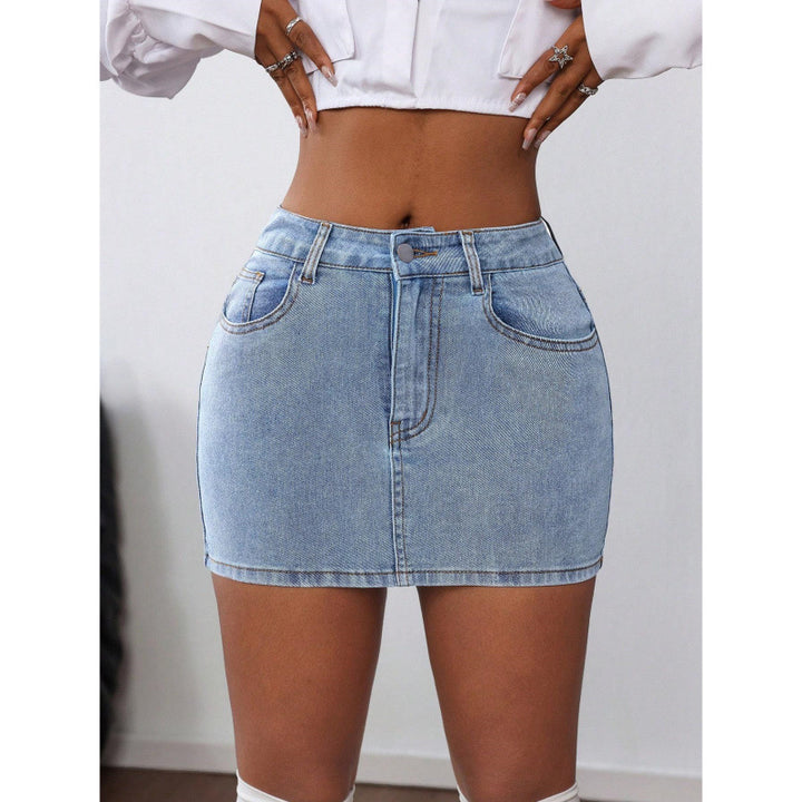 Dame Denim Miniskørt med elegante snøre detaljer Skovae