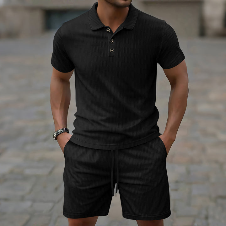 Herrer Sporty kortærmet T-shirt med struktureret design og elastiske fritidsbukser Stilla