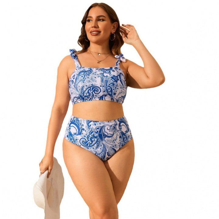 Dame Højskåret Bikini med justerbare stropper og floral design Skovae