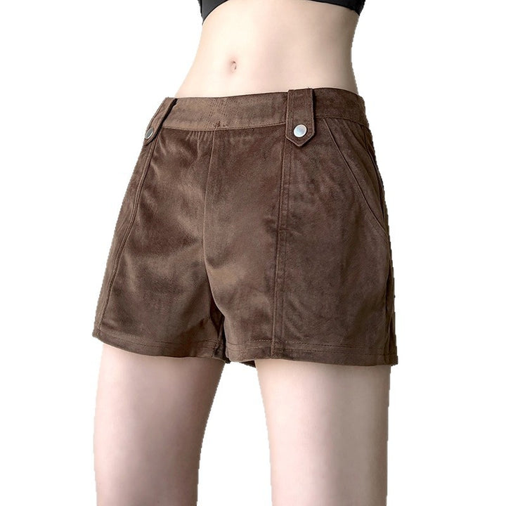 Damer mode Kunstlæder shorts med elegante detaljer Skovae