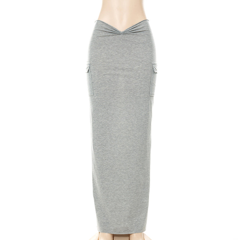 Femme Drejet Front Maxi Nederdel med Utility-lommer Stilla