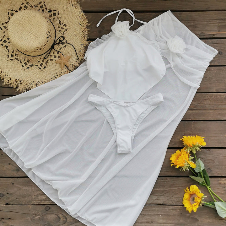 Dame Strandmode-sæt med elegant transparent overrobe og raffineret top Stilla