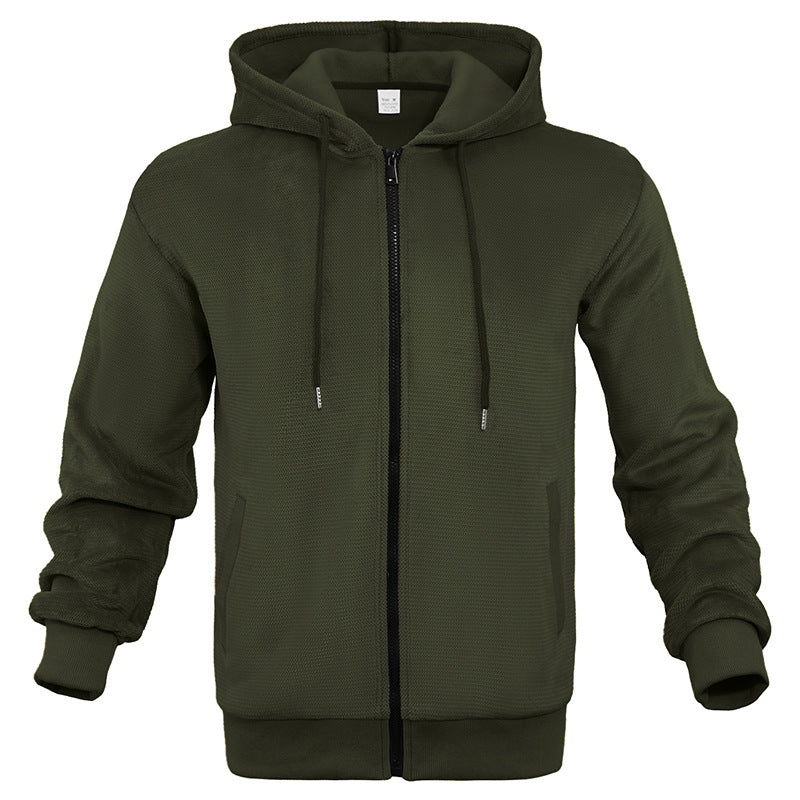 Herre åndbar fleece-hoodie med hel lynlås Stilla