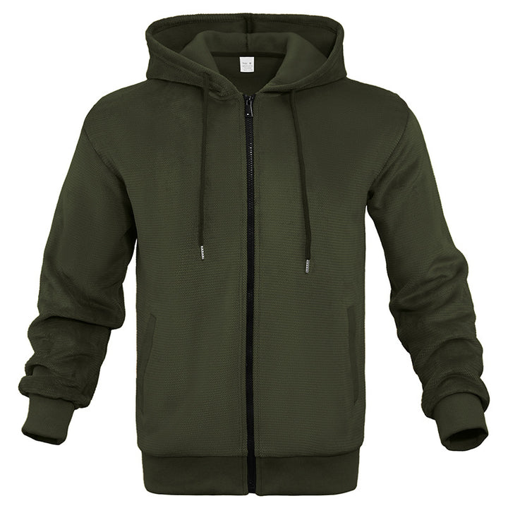 Herre åndbar fleece-hoodie med hel lynlås Stilla