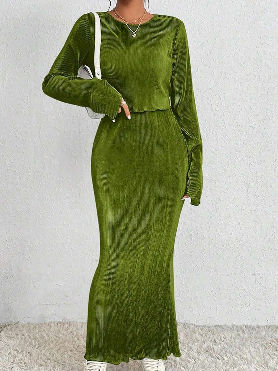 Damer Elegant og tætsiddende Maxi Kjole med Lange Ærmer Stilla