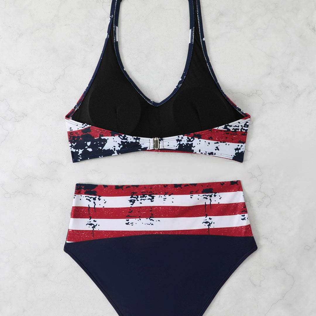 Dame høj talje stribet bikini sæt Stilla 1750840201