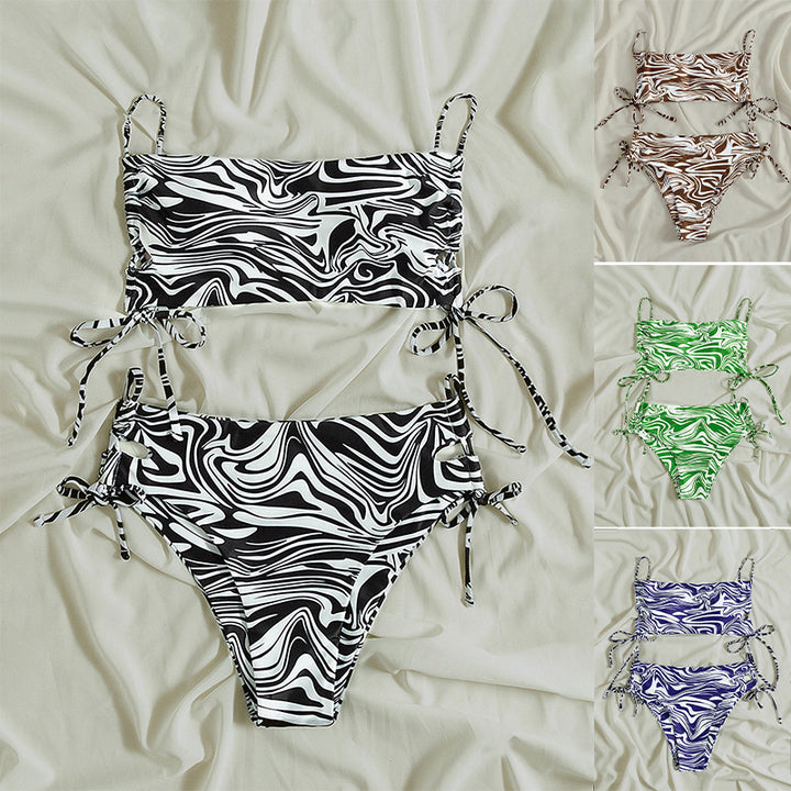 Dame trekant bikini med justerbare bånd og elastisk design Skovae