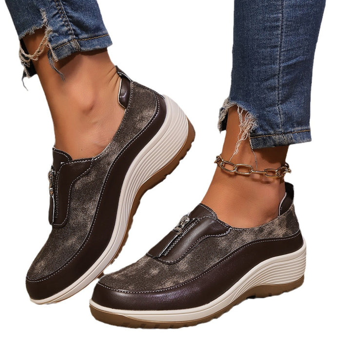 Dame Mode Slip-On Sneakers med dekorativ lynlås Stilla