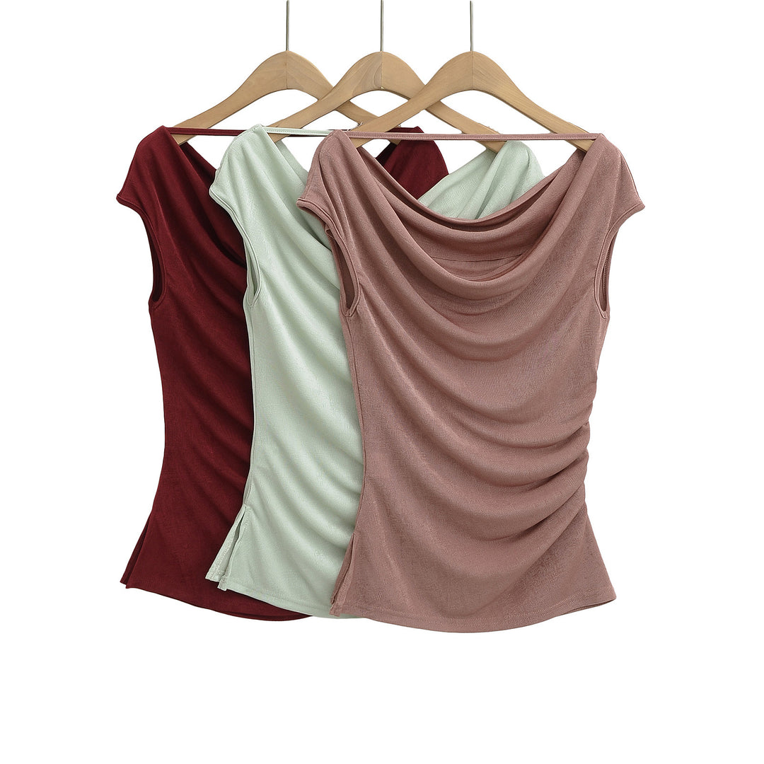Damer elegant draperet top med moderne U-udskæring Stilla