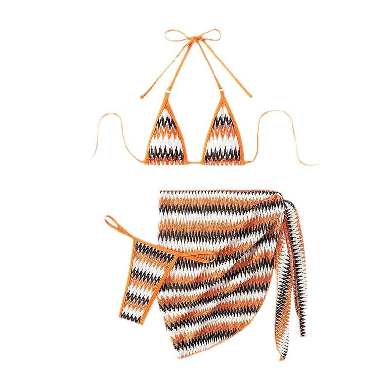 Dame triangle bikini med kreativ zigzag design Skovae