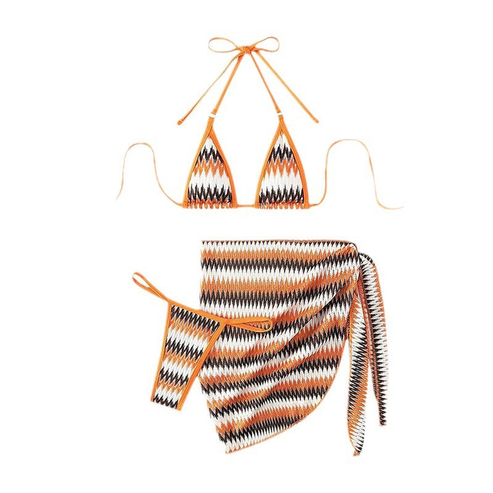 Dame triangle bikini med kreativ zigzag design Skovae