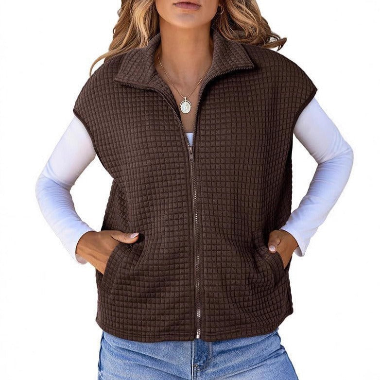 Kvindernes fashionable vest med lynlås Stilla