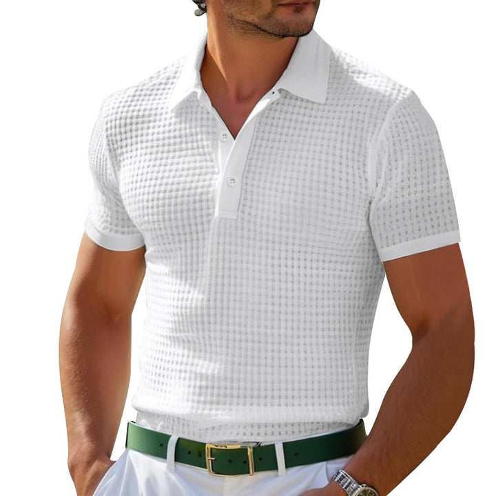 Herrer Poloshirt med struktureret stof og moderne knapdetaljer Stilla