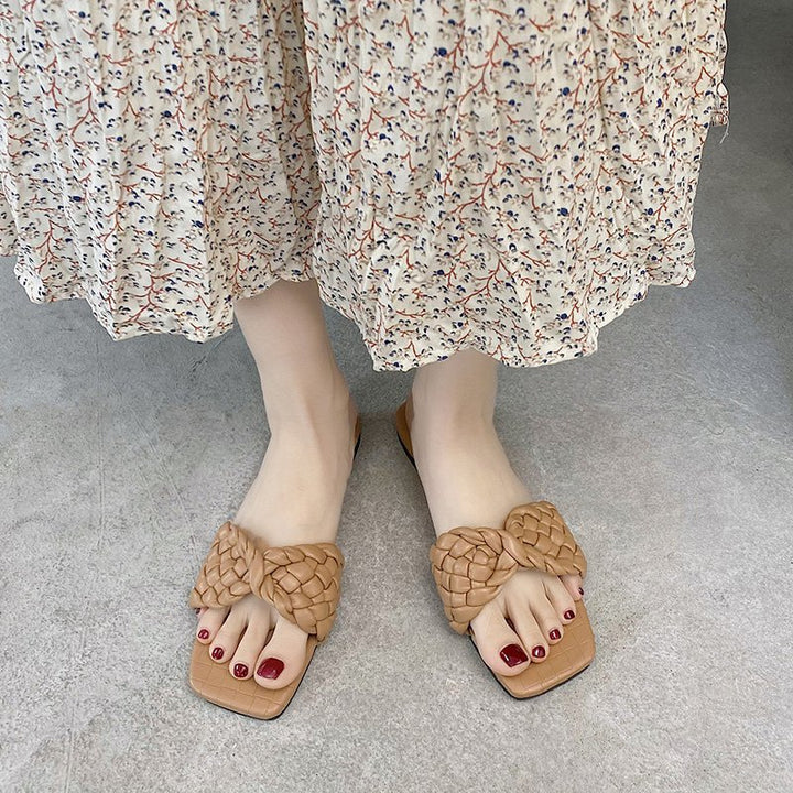 Dame Kunstlæder Tåseparator-Sandaler med fletremme-udseende Stilla