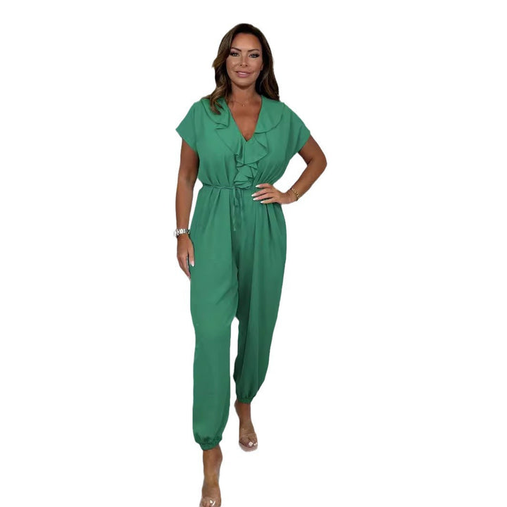 Kvinder Elegant Jumpsuit med Flæsedetaljer og Taljeret Snit Stilla