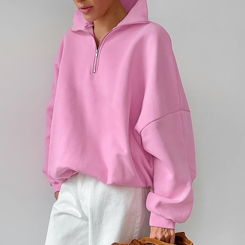 Dame afslappet sweatshirt med lynlås og oversized pasform Stilla
