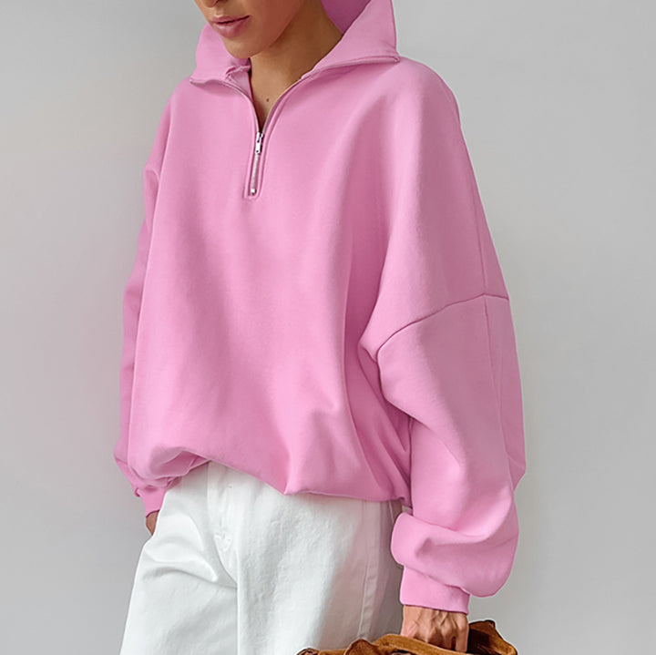 Dame afslappet sweatshirt med lynlås og oversized pasform Stilla