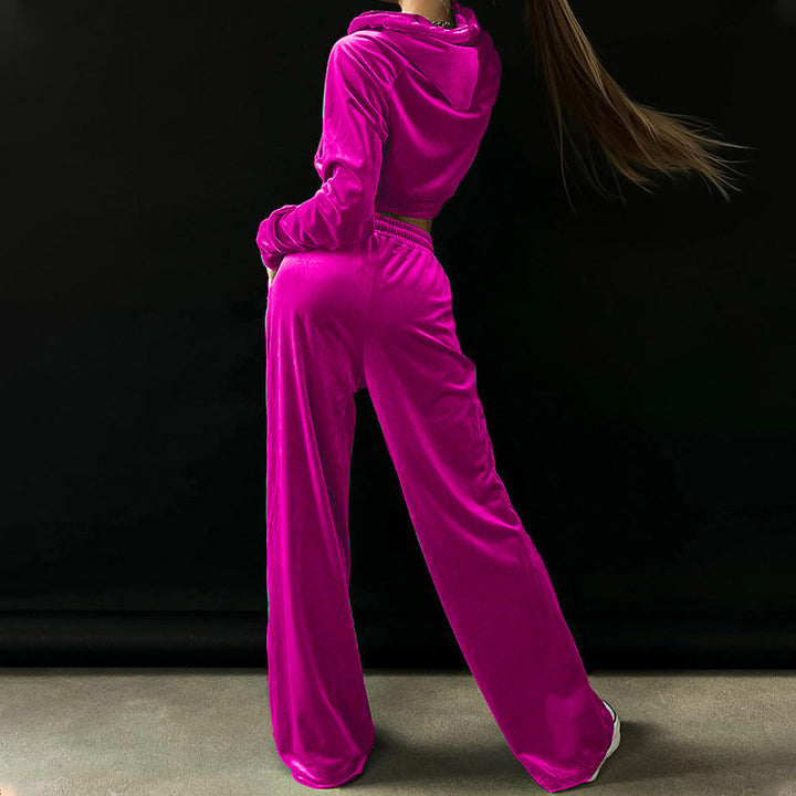 Damer sporty velour joggingdragt med høj talje Stilla