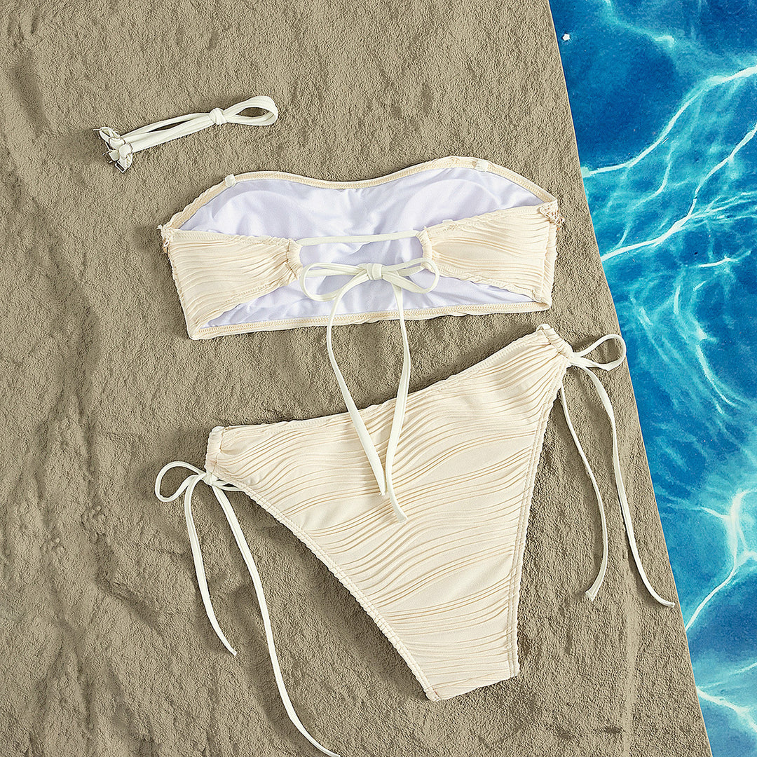 Dame bandeau bikini med musling dekoration Skovae
