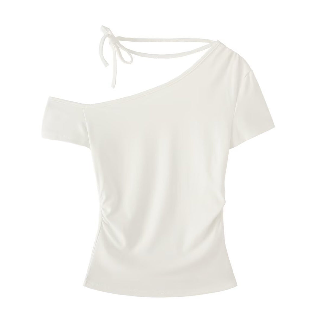 Dame Off-Shoulder top med knude dekoreret design og elegant skæring Stilla
