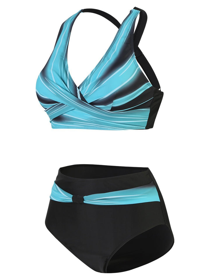 Dame High-Waist Bikini-Sæt med moderigtigt indpakningsdesign Skovae
