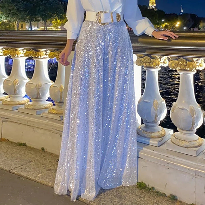 Damer elegant overall med glitrende palietter og lang skæring Stilla