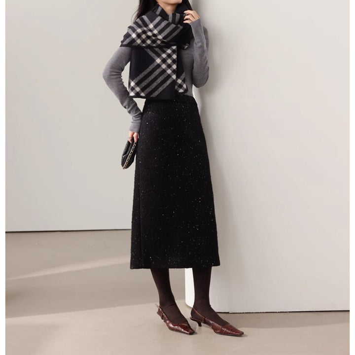 Dame elegant Midirock med glitrende effekt og fint materialeblanding Stilla