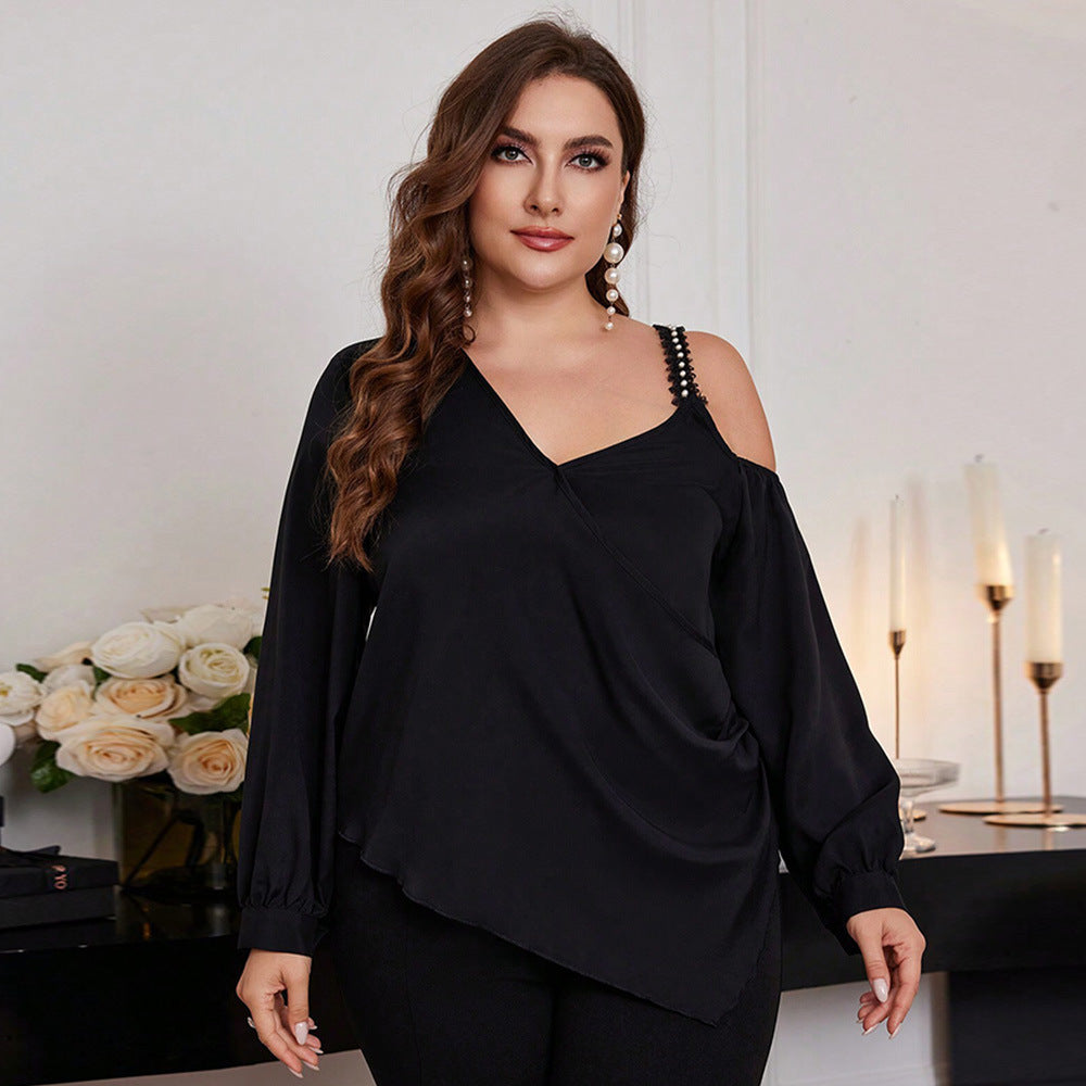 Dame asymmetrisk bluse med legende cut-out og dekorative stropdetaljer Stilla