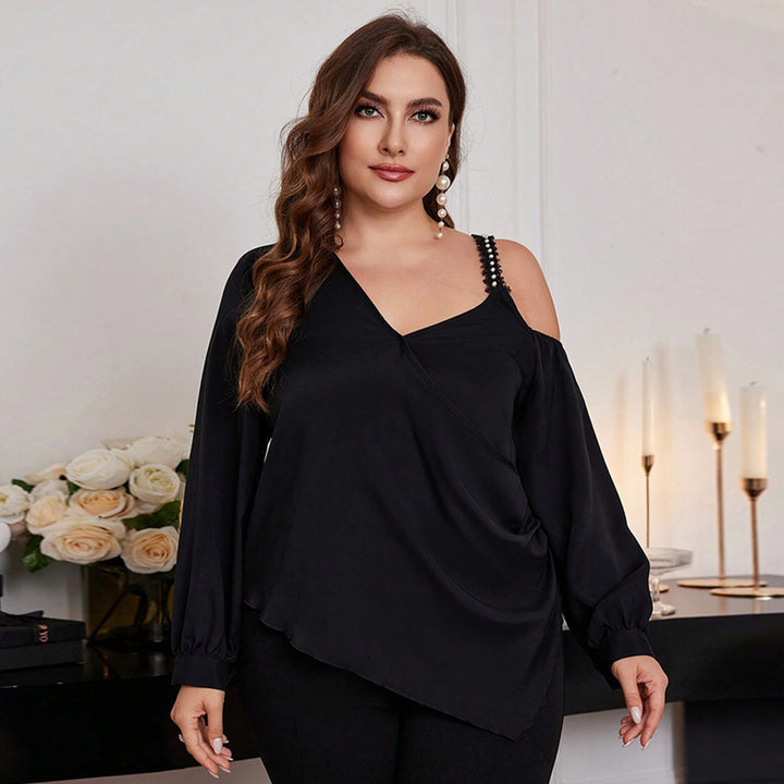 Dame asymmetrisk bluse med legende cut-out og dekorative stropdetaljer Stilla