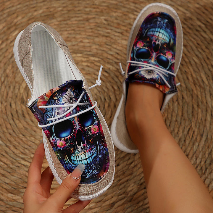 Dame Sneakers med kunstnerisk dødningehoved-design og dobbeltlag sål Stilla