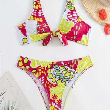 Dame Crop-Bikini med blomster-knot-design Skovae