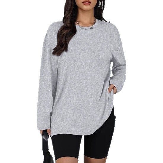 Kvinders Casual Langærmet T-Shirt med Side Slids Stilla