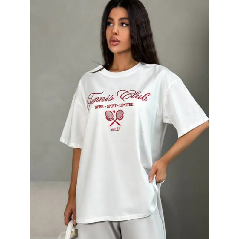 Dame T-shirt med afslappet tennis-design og højkvalitets bomuldsstof Stilla