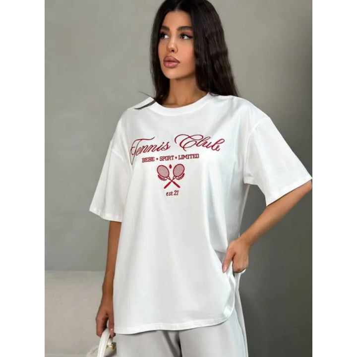 Dame T-shirt med afslappet tennis-design og højkvalitets bomuldsstof Stilla