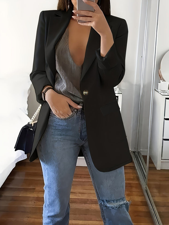 Damer Elegant Blazer med dyb V-hals og smal pasform Stilla