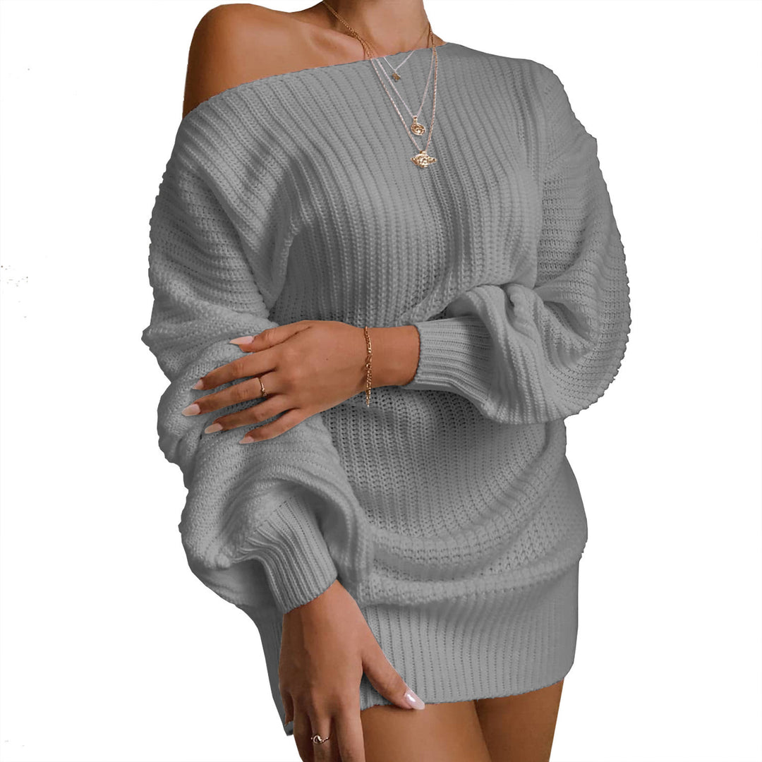 Kvinders casual strikket kjole med off-shoulder design og voluminøse ærmer Stilla